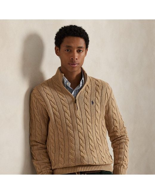 Kallspin Heren katoenen kwartrits trui met lange mouwen, casual gebreide pullover trui, Zwart, XXL