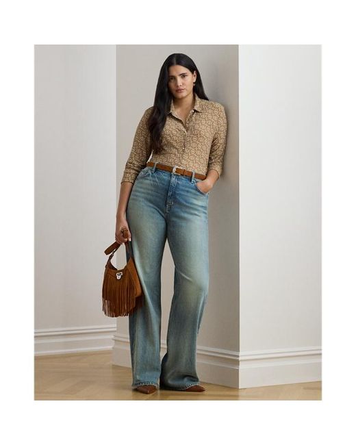 Ralph Lauren Brown Ralph Lauren Slim Fit Geo-Print Jersey Shirt