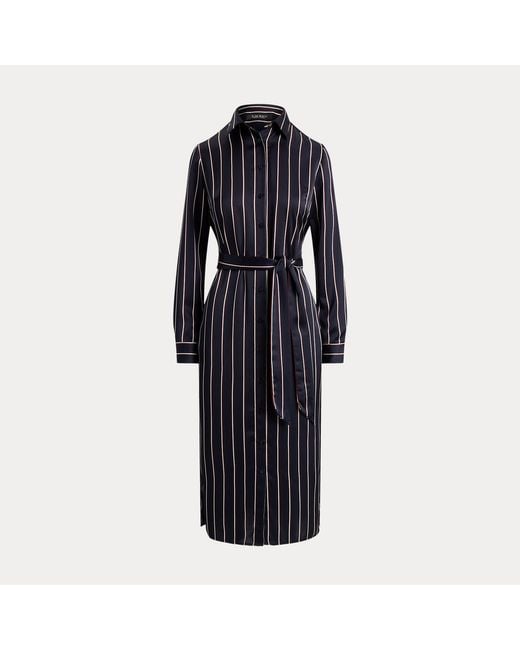 Vestido Camisero De Charmeuse De Raso Ralph Lauren de color Black