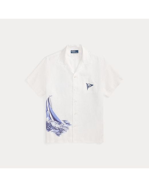 Polo Ralph Lauren White Classic Fit Nautical Linen Camp Shirt for men