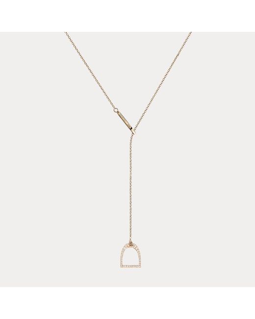 Ralph Lauren Pave Stirrup Lariat Necklace in White Lyst UK
