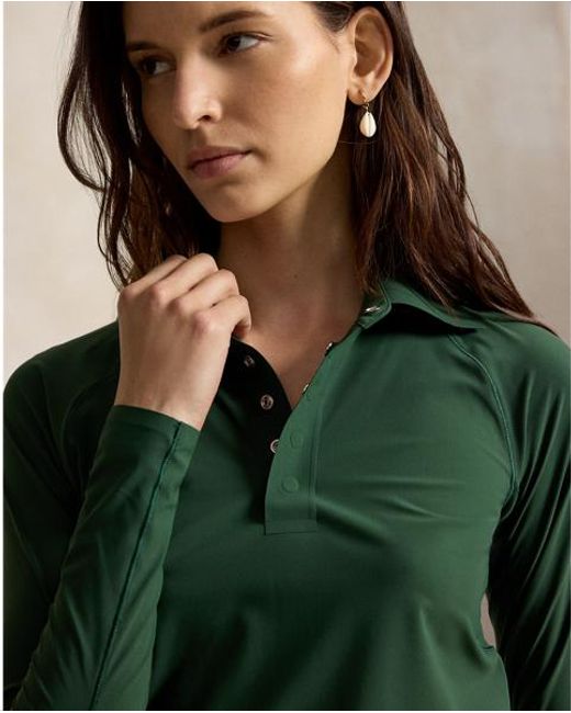 Ralph Lauren Green Slim Fit Performance Long-Sleeve Polo
