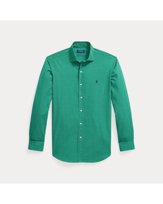 Polo Ralph Lauren Green Custom Fit Checked Poplin Shirt for men
