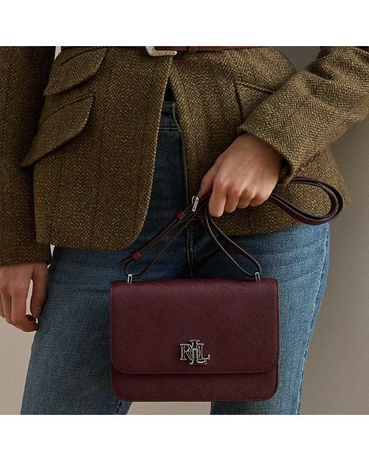 Ralph Lauren Sophee Medium Leren Tas Met Textuur in het Purple