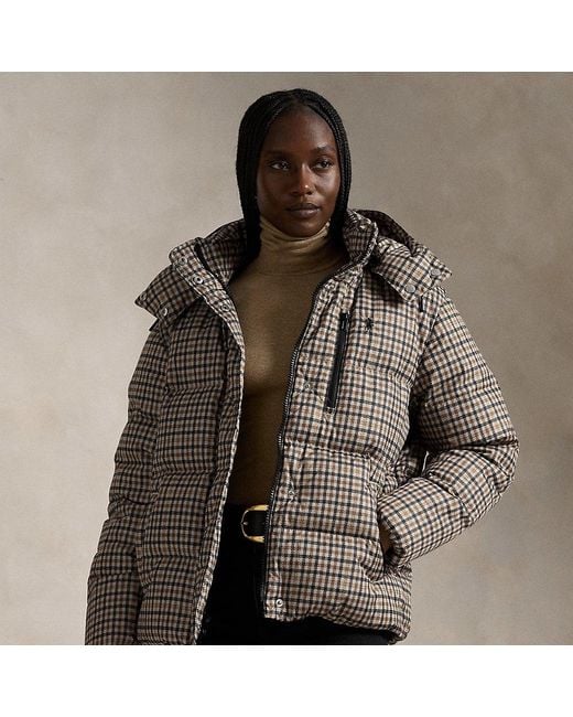 Polo Ralph Lauren Gewatteerd Pied-De-Poule Donsjack in het Brown