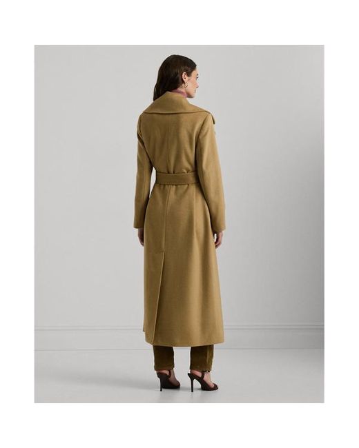 Ralph Lauren Petite Belted Wool blend Wrap Coat in Green Lyst UK