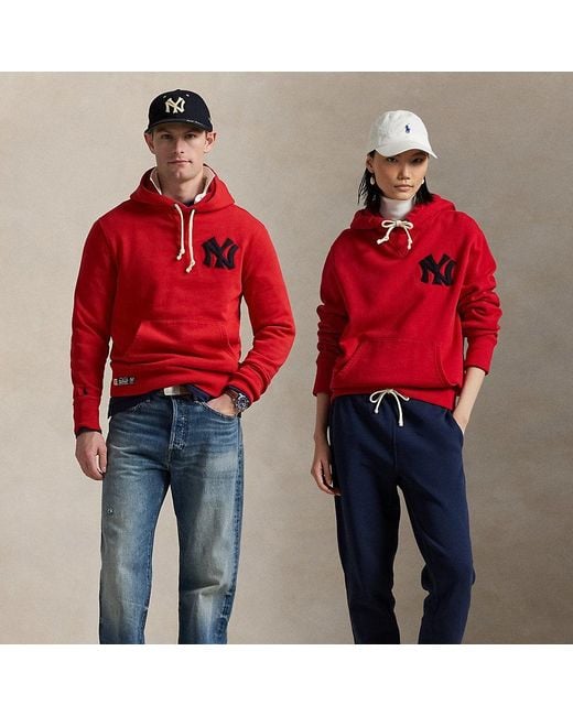 Polo Ralph Lauren Red Polo Ralph Lauren Lauren Yankees Fleece Hoodie for men