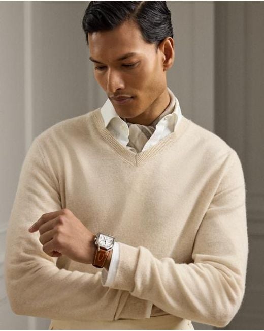 Jersey De Cachemira Con Cuello De Pico Ralph Lauren de hombre de color Natural