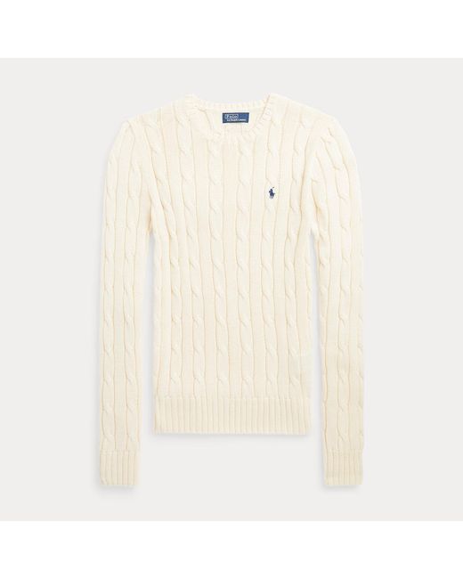 Polo Ralph Lauren Natural Cable Wool-Cashmere Crewneck Sweater