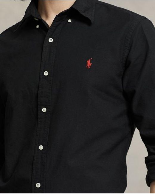 Polo Ralph Lauren Black Custom Fit Oxford Shirt for men