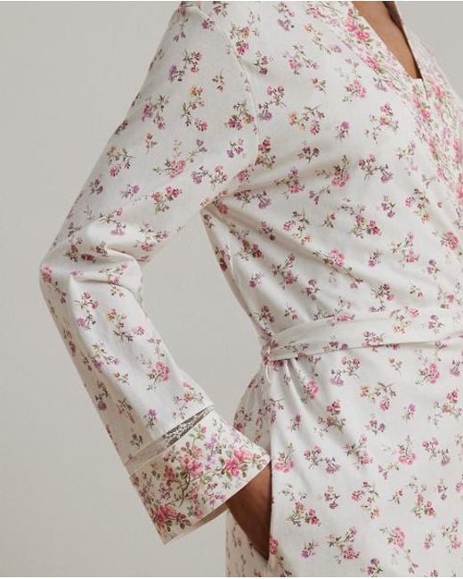 Bata De Punto De Algodón Con Encaje Ralph Lauren de color White