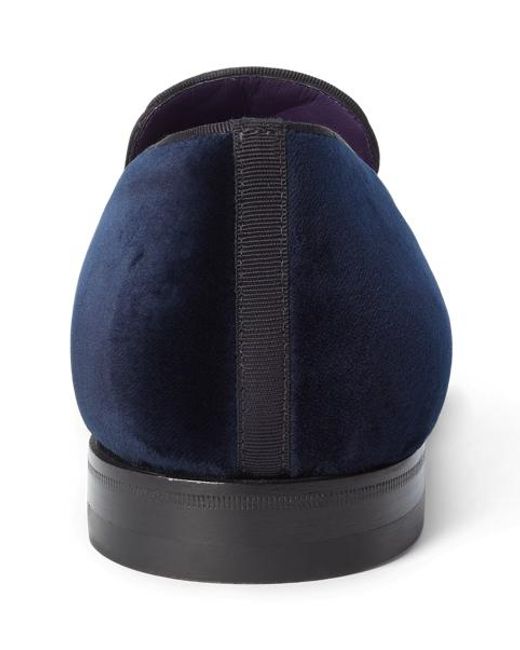 Ralph Lauren Blue Alonzo Bullion Velvet Slipper for men