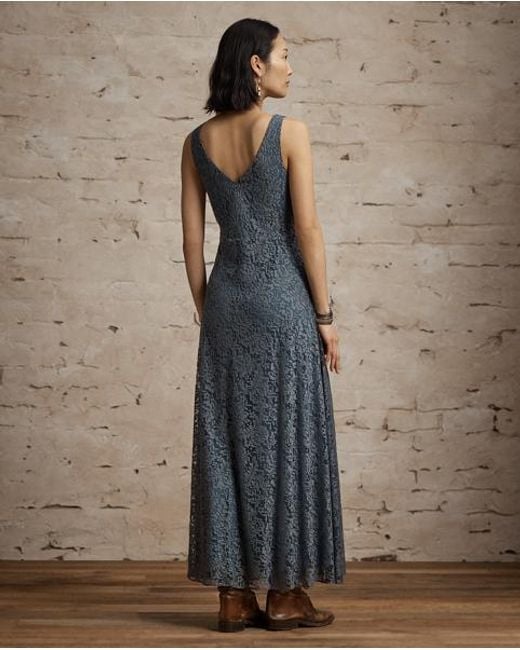 RRL Blue Floral Lace Dress