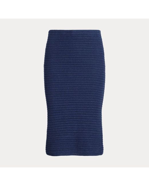 Falda de tubo de punto de algodón y lino Lauren by Ralph Lauren de color Blue