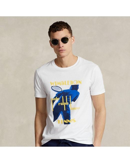 Polo Ralph Lauren White Wimbledon Custom Slim Fit T-shirt for men