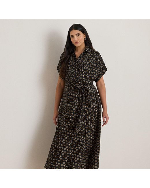 Ralph Lauren Black Ralph Lauren Geo-Print Belted Crepe Dress