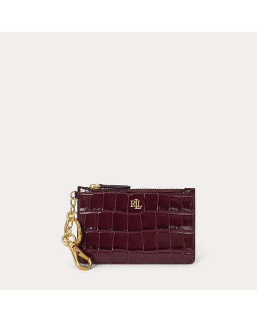 Ralph Lauren Purple Ralph Lauren Croc-Embossed Leather Zip Card Case
