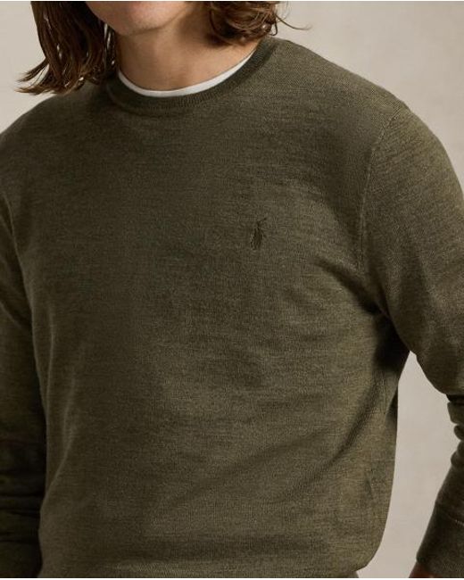 Polo Ralph Lauren Green Slim Fit Washable Wool Crewneck Jumper for men