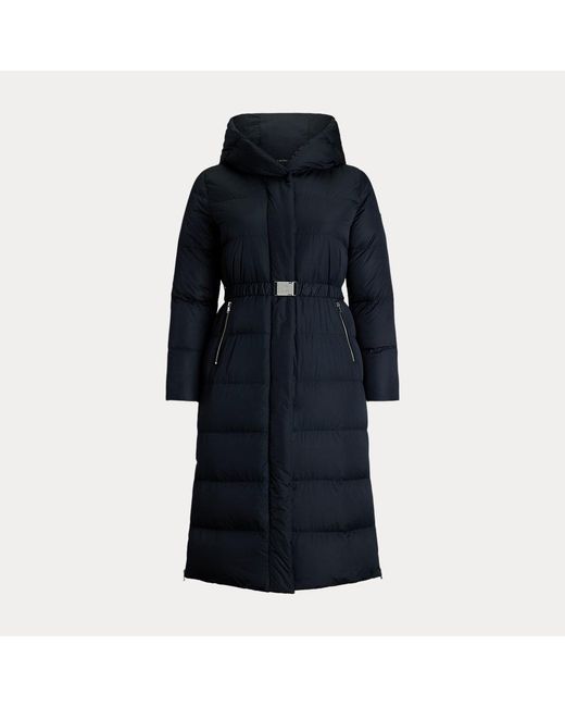 Ralph Lauren Blue Curve - Belted Hooded Down Coat