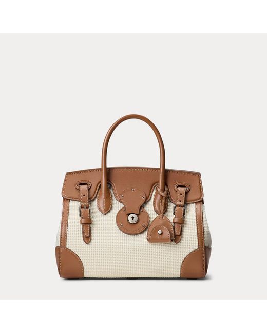 Ralph Lauren Natural Soft Ricky 27 Calfskin-Trim Woven Bag