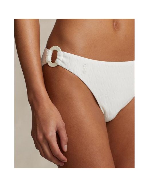 Polo Ralph Lauren White Cable-motif O-ring Bikini Bottom