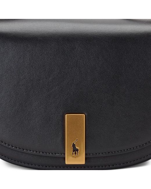 Polo Ralph Lauren Black Polo Id Calfskin Saddle Bag
