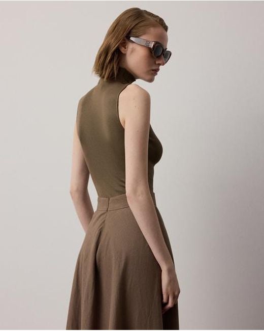 Ralph Lauren Green Naomie Rib-Knit Stretch Silk Top