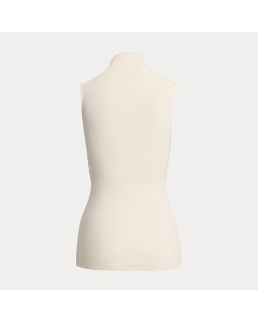Ralph Lauren Natural Naomie Rib-Knit Stretch Silk Top