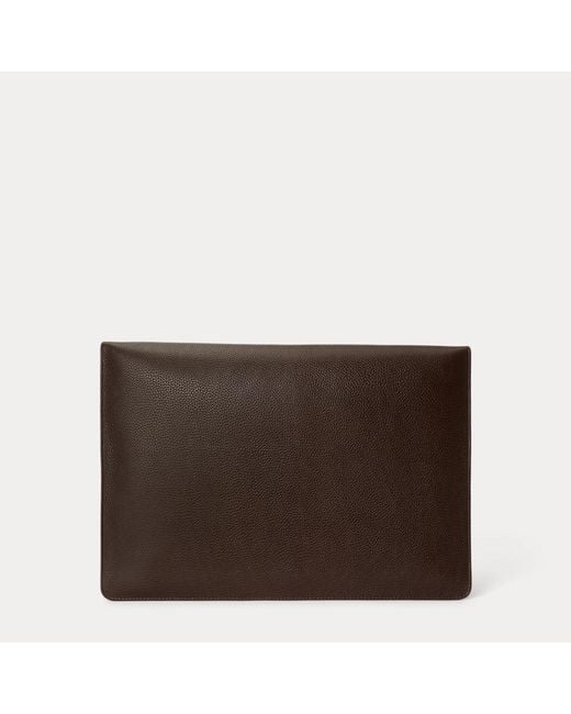 Polo Ralph Lauren Brown Pebbled Leather Laptop Sleeve for men