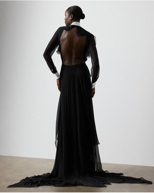 Robe De Soirée Emala Mousseline De Soie Ralph Lauren en coloris Black