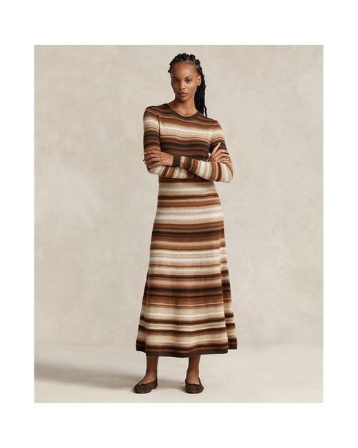 Vestido de punto de mezcla de lana Polo Ralph Lauren de color Brown