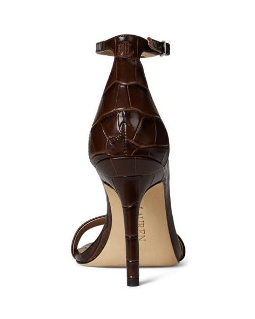 Ralph Lauren Black Ledersandale Allie Mit Krokodilprägung