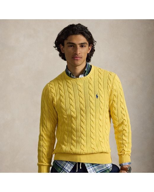 Polo Ralph Lauren Yellow Cable-Knit Cotton Jumper for men