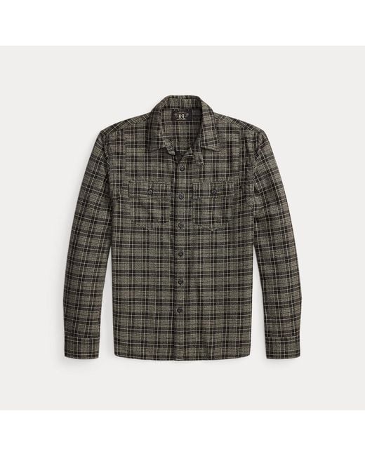 RRL Gray Plaid Twill Workshirt for men