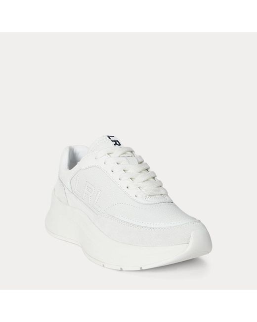 Ralph Lauren Franky Sneaker Van Leer En Suède in het White