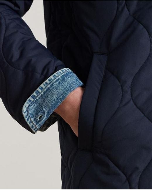 Ralph Lauren Blue Twill-Trim Onion-Quilted Hooded Jacket