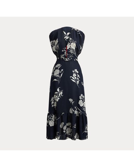 Ralph Lauren Black Damian Floral Satin Day Dress