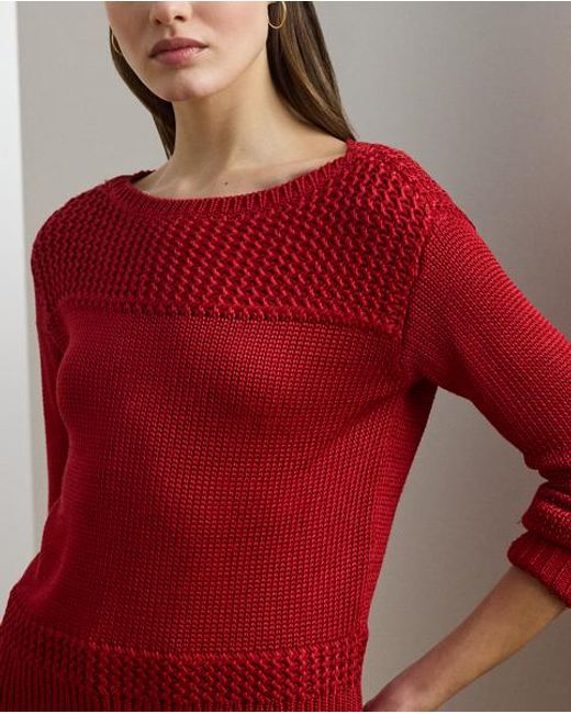 Ralph Lauren Red Pullover Mit U-Boot-Ausschnitt