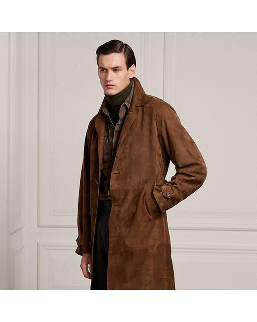 Ralph Lauren Brown Suede Balmacaan Coat for men