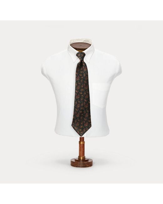 RRL White Handmade Pine Wool Challis Tie for men