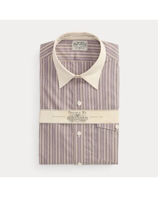 RRL Gray Slim Fit Striped Shirt for men