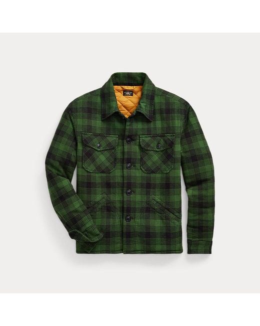RRL Green Plaid Cotton-linen Overshirt