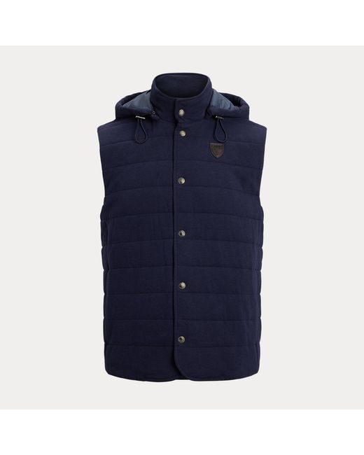 Polo Ralph Lauren Blue Quilted Jersey Hooded Gilet for men