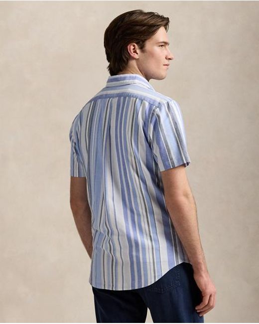 Polo Ralph Lauren Gestreiftes Custom-Fit Oxfordhemd in Blue für Herren
