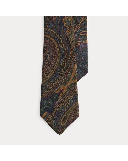 Ralph Lauren Green Paisley-Print Silk Tie for men