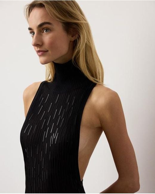 Ralph Lauren Black Cayla Embellished Sweater Evening Dress