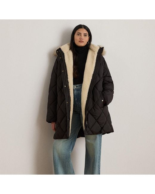 Ralph Lauren Black Ralph Lauren Faux-Fur-Trim Hooded Quilted Coat