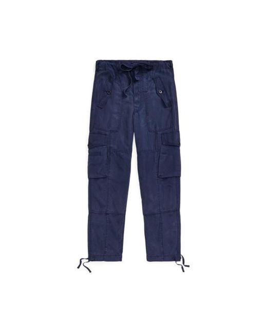 Polo Ralph Lauren Blue Linen-blend Twill Cargo Trouser