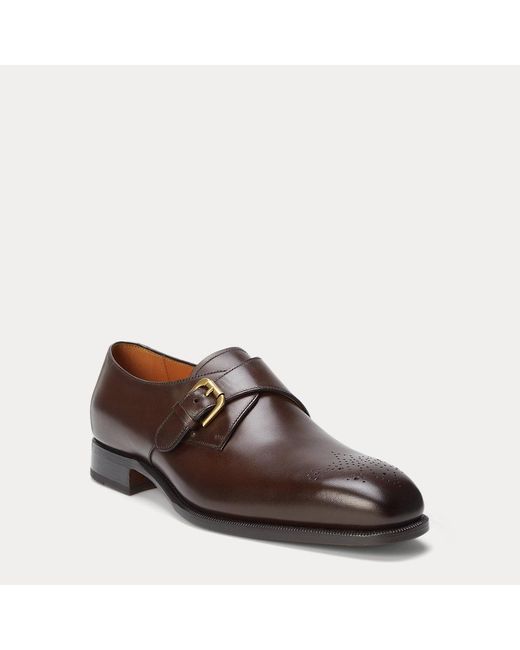 Ralph Lauren Purple Label Brown Darnell Calfskin Monk-strap Shoe for men
