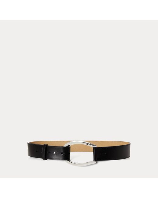Ralph Lauren Black Stirrup-Buckle Wide Leather Belt